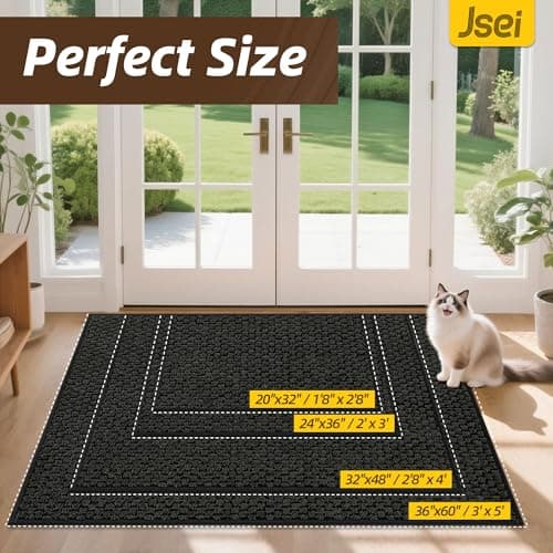 JSEI Dirt Trapper Door Mat 32"x48", Non-Slip Entryway Rugs Doormat Indoor, Washable Absorbent and Stain Resist Welcome Floor Mat for Front Door, Dog Door Mat, Dirty Wet Shoes & Paws, Dark Grey - Thumbnail 2