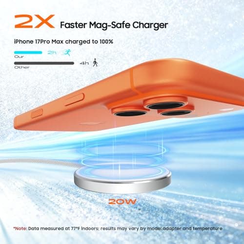 for 20W Magnetic Charger with 25W PD Adapter - Wireless Charger for iPhone 17/16/15/14/13/12 Series, Fast Charging Pad for AirPods 4/3/2/Pro - Thumbnail 2