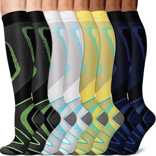 Sooverki Graduated Copper Compression Socks for Men & Women Circulation 8 Pairs 15-20mmHg - Best for Running Athletic Cycling - Image 1