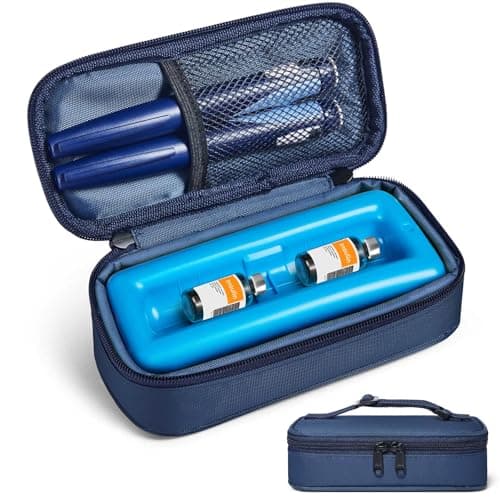 WOODAKE Insulin Vial Cooler Travel Case TSA Approved, 300g Reusable Ice Brick Insulin Pen Case Holds 2 Pens and 2 Vials, Long Lasting Medication Cooler for Travel Camping and Outdoor Activities (Blue) - Image 1
