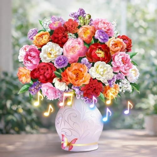 APOTODITO Mothers Day Card for Women, Flower Bouquet 3D Card, Mothers Day Gifts with Music and Light, Gifts for Mom, Women, Sister, Wife (Peony)