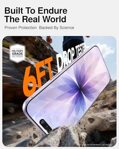 SMARTDEVIL 2 Pack Tempered Glass for iPhone 17 Screen Protector, Military-Grade Shatterproof Protection, 9H Hardness, Fast & Easy Installation, Case Friendly Design - Thumbnail 6