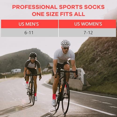 NIcool Mens Quarter Socks, 3 Pairs Cycling Socks for Men Women Red Ankle Socks Tennis Running Hiking Mountain Bike Compression Socks for Women Cushioned Padded Athletic Crew Socks, Red - Thumbnail 5