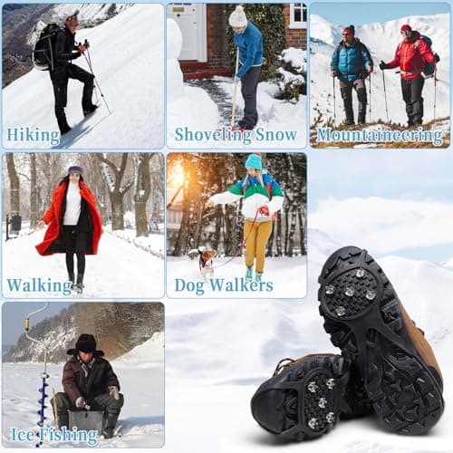 3 Pairs Non Slip Gripper Spike, Ice Grippers Traction Cleats Snow Shoe Spikes Grips Crampons with 10 Steel Studs Cleats - Thumbnail 5