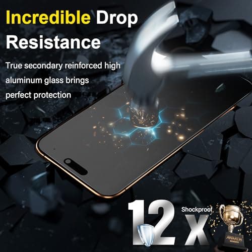 YWXTW 2 Pack for iPhone 17 Pro Max Matte Privacy Screen Protector 6.9 Inch + 1 Set Camera Lens Protector, Anti Spy Anti Glare 17 Pro Max Tempered Glass Film, Anti Fingerprint, Bubble Free - Thumbnail 5
