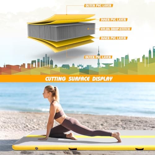 Tuxedo Sailor Inflatable Gymnastics Mat with Electric Pump, Storage Bag, Repair Kit–Air Mat for Home Training, Cheerleading, Yoga - Thumbnail 3