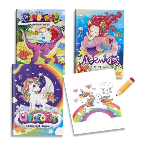 YECHISY 3 Pack Coloring Books for Kids: Funny Coloring Activity Books for Boys, Girls Ages 4–8, Cute Unicorn, Dinosaur & Mermaid Drawing Books for Travel, Party Favors (180 Pages Total) - Image 1