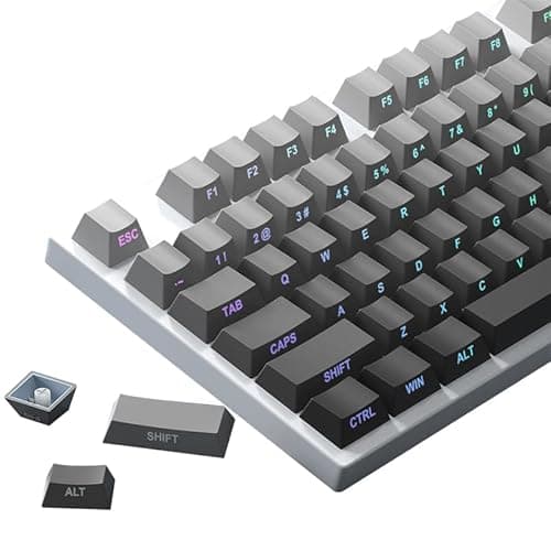 AKepopery PBT Keycaps-Side Printed,133 Keys Original Factory,Gradient Gray, Double Shot Shine Through for Cherry Gateron MX Switches Mechanical Keyboards - Image 1