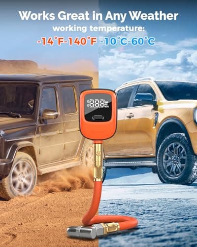 ETENWOLF T600 Digital Tire Pressure Gauge 0-250 PSI, ANSI B40.7 2A Grade High Precision(Plus-Minus 1%),Tire Gauge for Tire Pressure with Rubber Hose, Replaceable AA Batteries - Thumbnail 5