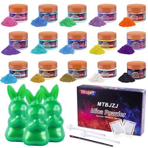 MTBJZJ Mica Powder for Resin, 15 Colors - 20g/Bottle of Epoxy Resin Color Pigment,for Candle Dye, Lip Gloss Pigment, Soap Making, Slime Colorant, Paint, Bath Bombs,Nail Polish and Eye Shadow - Image 1