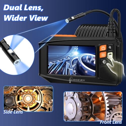 Dual-Lens Endoscope Camera with Light, 4.3" HD 1920P Borescope Snake Inspection Camera, IP67 Waterproof 8 Adjustable LEDs 16.4ft Semi-Rigid Tool Kit for Automotive Plumbing DIY Cool Gadgets - Thumbnail 3