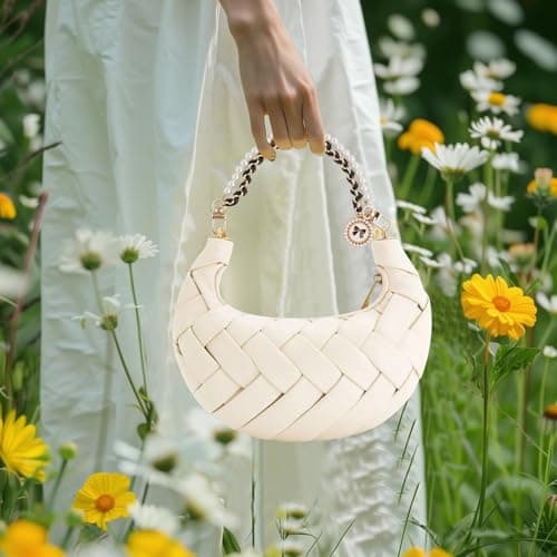 yuboo 2Pcs Pearl Purse Bag Charm, Adjustable Bag Strap Replacement with Bow Pendant for Handbags, Spring Purse Bag Chain for Handbag Making Supplies & DIY Accessories (Black/White) - Thumbnail 3