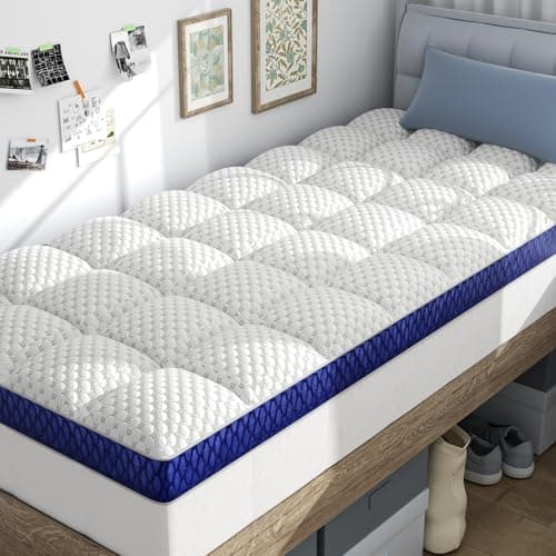 BEDELITE Twin XL Mattress Topper 3 Inch Thick Mattress Pad, Plush Pillow Top Bed Cover with Elastic Deep Pockets Up to 6-24 Inch, Shredded Memory Foam Filling - Image 1