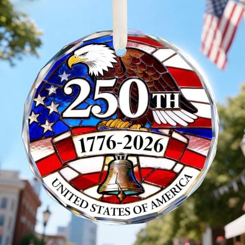 United States 250th Anniversary Ornament 2026, Patriotic Eagle Christmas Ornament, America 250 Christmas Ornaments for Tree, American Independence Day, Gift for US Citizens-Crystal Style1 - Image 1
