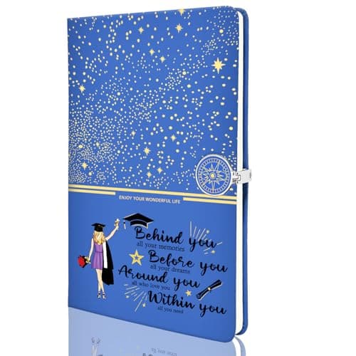 LBWCER Inspirational Graduation Journal Congratulations Graduating Journey Leather Notebook (Graduation Blue) - Image 1