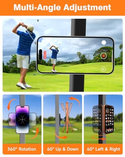 Hkmmdvc All-Alloy Magnetic Golf Cart Phone Holder, 2026 Upgraded 360° Adjustable Golf Cart Accessories Compatible with MagSafe iPhone 17-12 Fits EZGO Club Car Yamaha, Golf Gifts for Men Him Father - Thumbnail 3