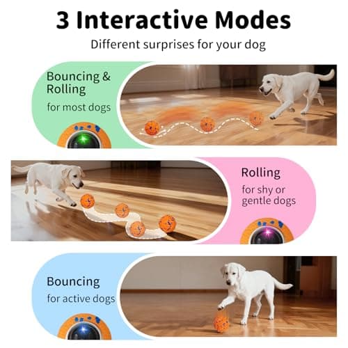 JoyBruko Interactive Dog Toys Ball, Moving Dog Toys to Keep Them Busy, Automatic Self Rolling & Bouncing, Soft E-TPU Material IPX7 Waterproof, Enrichment for Small Medium Large Breeds, Orange - Thumbnail 2