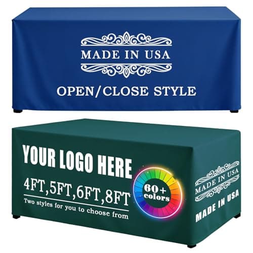 YOUYINYOU Shipping Next Day Custom Table Cloth with Logo Image Text 4/5/6/8/10FT for Business Tradeshow Events Company School Shop Other Important Events (132" L x 69" W) - Image 1