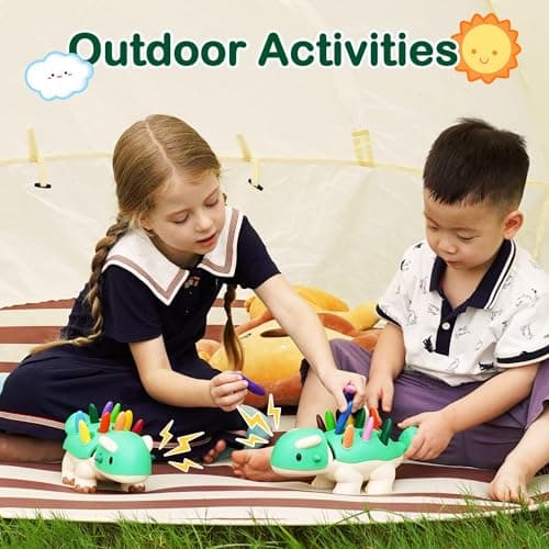 YPLUS Dinosaur Toys with Peanut Crayons, Montessori Sensory Fine Motor Learning Toys 24 Colors Toddler Crayons Box Toy Activity Set for Kids - Thumbnail 5