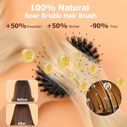 Mini Hair Brush, Travel Small Boar Bristle Hair Brush for Women Gift- Small Portable Compact HairBrush for Girls Kids Women Best Gift, Travel Size for Purse, Vacation, Business Trips & Outings - Thumbnail 3