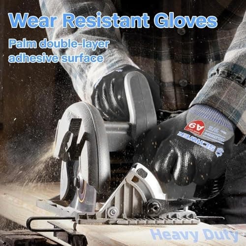 Schwer ANSI A9 Cut/Abrasion Resistant Gloves for Heavy Duty Work, 3/4 Double Nitrile Coating for Detect Metal, Water & Oil Proof, Anti Slip, Touch Screen, PM3202, Black, L - Thumbnail 5