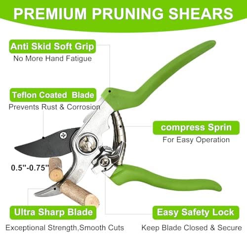YIAD Garden Pruning Set with Lopper & Shears, 1.5-0.5" Cutting Capacity, Sharp Steel Blade, Ergonomic Handle, for Tree Branch Trimming, Fruit Tree, Shrub, Hedge, Garden Yard Flowers Plants - Thumbnail 3