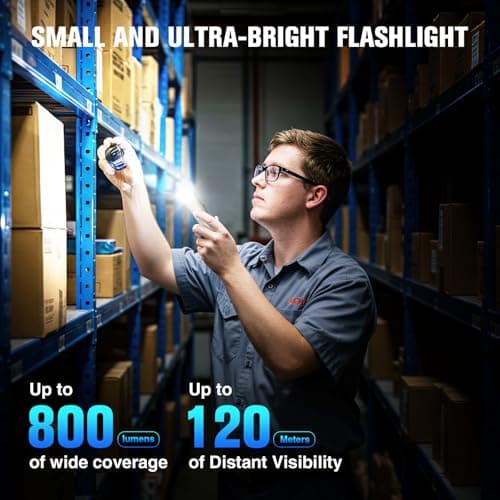 RECHOO Flat EDC Flashlight Rechargeable, 8-Mode Slim Pocket Flashlight with Magnetic Base & Clip, Lightweight Mini Rechargeable Flashlights for Everyday Carry, Working, Camping, Car Repair & Emergency - Thumbnail 5