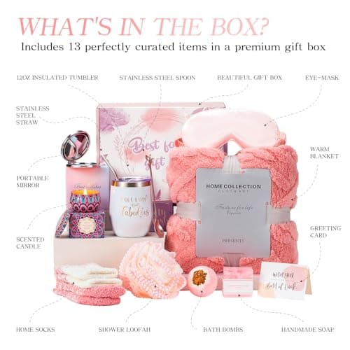 Christmas Gifts Unique for Women Get Well Soon Gifts, Self Care Baskets Bath Set Care Package Thinking of You Gifts Relaxation Gifts for Women Mom Her Friend Wife Grandma w/ Blanket - Thumbnail 2