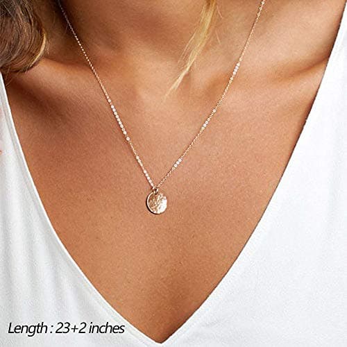 Turandoss Delicate Layered Necklaces for Women Choker Disc Necklace Hammered Disc Necklace Chokers for Women - Thumbnail 5
