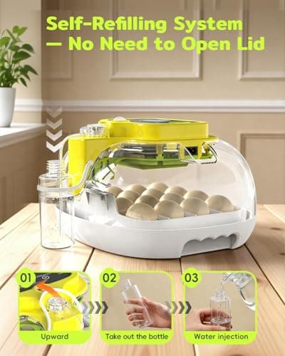 Incubators for Hatching Eggs, 16 Eggs Incubator with Auto Water Refill, Automatic Turner, Digital Temperature Control & Humidity Display and Led Candler, Poultry Hatcher for Chicken, Duck, Quail - Thumbnail 5