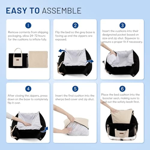 ZOMISIA Dog Car Seat for Small to Medium Dogs - Waterproof Pet Booster Seat with Clip-On Safety Leash, Carrier for Puppy up to 25 lbs, Memory Foam Filling & Adjustable Buckles, Green Houndstooth - Thumbnail 6