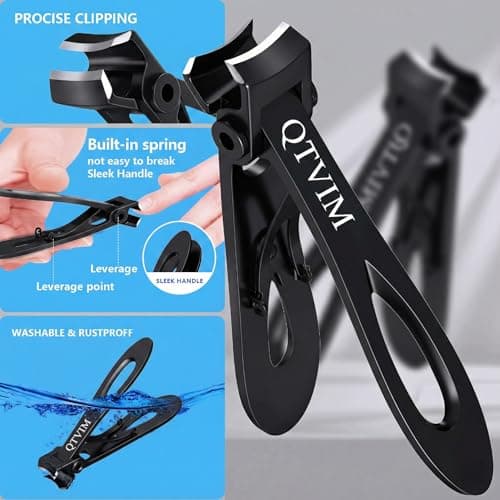 Toenail Clippers for Thick Nails for Men Seniors|3 Pack Ergonomic Long Handle Angled Head Toe Nail Clippers with Catcher|Premium Steel Wide Opening Fingernail Clipper-Heavy Duty Nail Clipper for women - Thumbnail 3