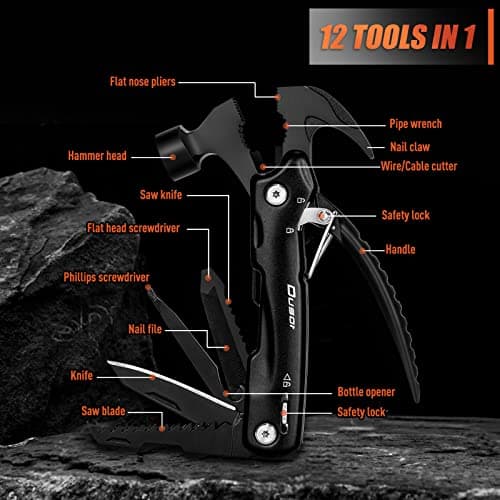 Gifts for Men 12 in 1 Hammer Multitool, Father' s Day Gifts from Daughter, Hunting Anniversary Birthday Gifts for Men Who Wants Nothing, Camping Essentials Survival Gear, Cool Gadgets for Husband - Thumbnail 4
