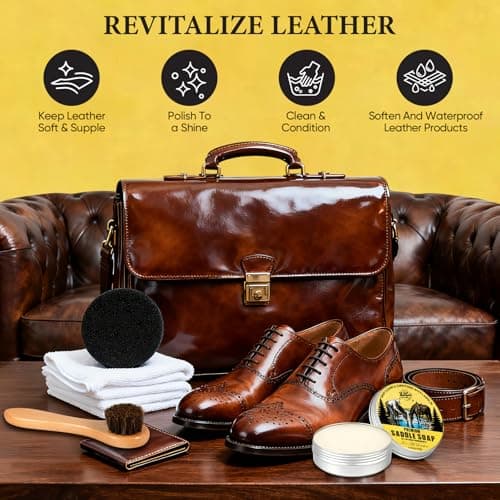 Awaydol Saddle Soap for Leather 3.52oz,3-in-1 Leather Cleaner & Conditioner to Soften,Protect Leathercraft with Horsehair Brush & Cloth,Leather Soap for Car Interior,Couch,Shoe,Purse,Boot,Bag & Saddle - Thumbnail 2