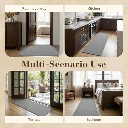 MontVoo Kitchen Runner Rug Non Slip Washable,Absorbent Kitchen Mats for Floor,Rubber Backing Braided Kitchen Rugs,Easy to Clean and Maintain Kitchen Floor Mat(Grey,17"x71") - Thumbnail 6