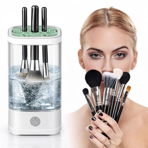 Electric Makeup Brush Cleaner Machine, 7000 RPM Deep Clean for All Make up Brush Types, Automatic Beauty Tool for Home & Travel, Ideal Gift for Women Wife Girlfriends (Transparent) - Image 1