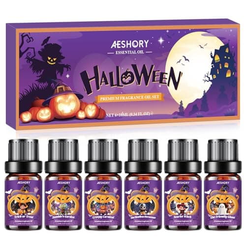 Halloween Fragrance Oil Set, Fall Essential Oils for Diffuser, Candle & Soap Scents, Trick or Treat, Zombie's Garden, Greepy Carnival, Headless Horseman, Scarlet Witch, Ghost Autumn Scented Oil Gift