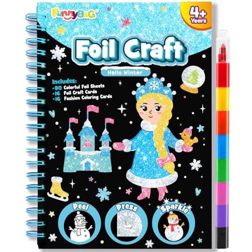 FUNNYB&G Foil Art Crafts for Kids Ages 4-8: Easter Basket Stuffers Essentials for Kids 2026, Easter Gifts for Girls, Crafts Supplies,Party Favors,Creative Toys for Girls 4 5 6 7 8 Years Old(Winter) - Image 1