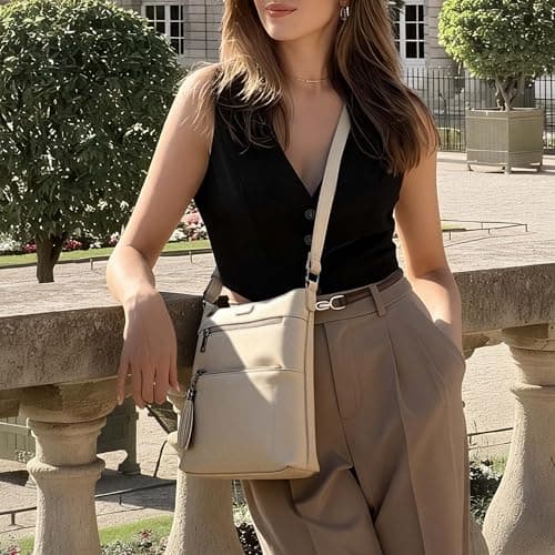 Kiss Sea Purses for Women Crossbody Bag Casual Cross Body Purse for Travel with Tassel Grey - Thumbnail 2