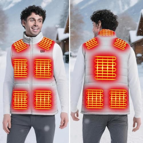 yeyeeyyee Heated Vest for Men with Battery Pack Included, Exclusive 10 Heating Zones Heated Vest, Lightweight Rechargeable, Perfect for Outdoor Activities Grey XL - Thumbnail 6