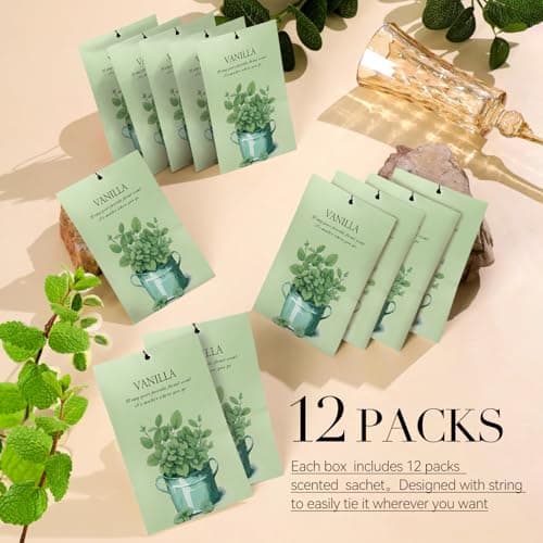 HOMELLAX Vanilla Scented Sachet Bags - 12 Pack Closet & Drawer Freshener, Long Lasting Odor Eliminator for Wardrobes, Cars & Storage, Home Fragrance Air Freshener Sachets - Thumbnail 3