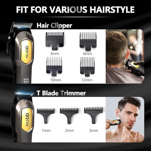 QQTIN Hair Clippers for Men, Cordless & Corded Professional Clippers Set, 7500RPM Rechargeable Hair Cutting Kit with Precision Blades & Guide Combs, Ideal for Barbers & Home Use (Silver) - Thumbnail 4