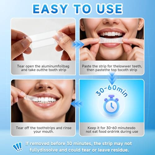 Milumber Teeth Whitening Strips for Sensitive, 42 Strips Whitener Safe Whitestrip, Deep Stains Removal Tooth Whitening, Enamel Safe Non-Slip Dry Strip Technology for Whiter Teeth, Mint - Thumbnail 4