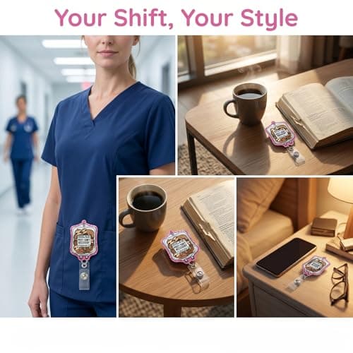 Retractable Badge Reel with Alligator Clip, Heavy Duty, Cute Funny ID Name Tag Holder for Nurses, Doctors, Teachers, and Office (Pink-Sloth Bottle) - Thumbnail 6