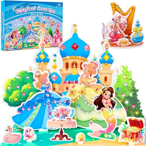 Stickers for Kids, Gem Stickers Kit, Travel Toys for Girls, 600+Sticker, DIY Scrapbooking Activity, 5 Princess Theme Diamond Art Kits for Kids Christmas Birthday Gifts for Girls Ages 3, 4, 5, 6, 7, 8 - Image 1