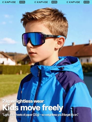 KAPVOE Kids Baseball Sunglasses Polarized for Boys Girls 6-14, Youth Baseball Sunglasses UV400 with Lightweight TR90 Frame, Adjustable Nose Pads for Softball Cycling Running - Thumbnail 4