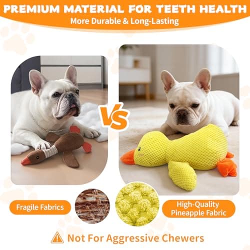 VOXGET Dog Calming Duck Toy, 2026 New Interactive Plush Duck Toy with Quack Sound and Crazy Crinkle for Dogs Keep Busy, Soft Stuffed Calming Pillow for Puppy Reduce Boredom -Yellow, 17.7"x14.9"(L) - Thumbnail 3