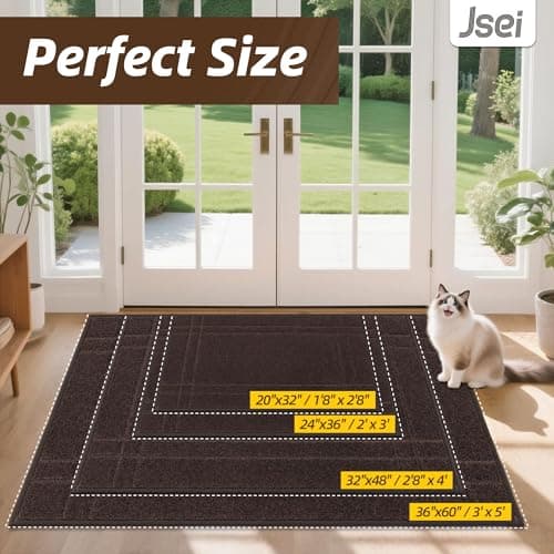 JSEI Entryway Rugs Doormat 24"x36", Non-Slip Dirt Trapper Door Mats Indoor, Washable Absorbent and Stain Resist Welcome Floor Mat for Front Door, Dog Door Mat, Dirty Wet Shoes & Paws, Brown - Thumbnail 2