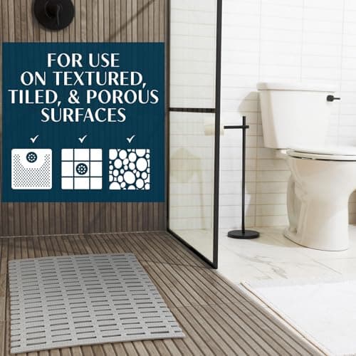 SlipX Solutions Weighted Non Slip Bath Mat for Textured Tub & Shower Surfaces, Patent Pending, Anti Slip Bathtub Safety Without Suction Cups, Doesn’t Float, Works on Tile & Stone 31” x 15”, Gray - Thumbnail 2