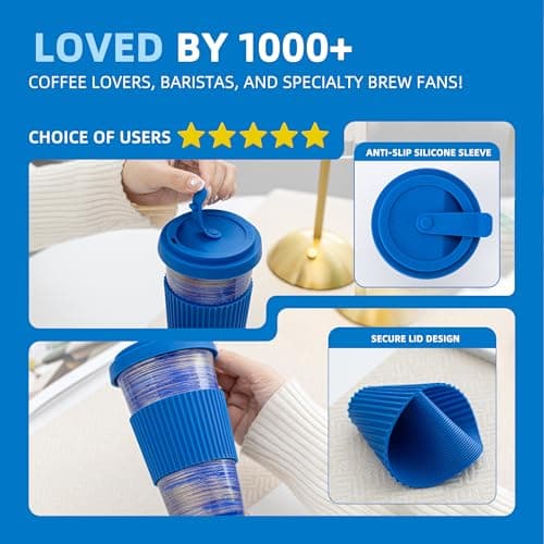 TIANNA VALLEY Ceramic Coffee Mug with Lid & Straw, 15oz Handmade Glazed Travel Mug, Microwave & Dishwasher Safe, Fits Most Car Cup Holders, Giftable Mug for Latte, Iced Coffee & Daily Warm Drinks - Thumbnail 3